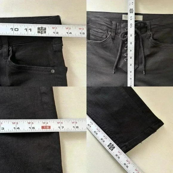 Topshop Moto Skinny Jeans Jamie High Rise Lace Up Ankle Crop Black Size 26 - Picture 14 of 16